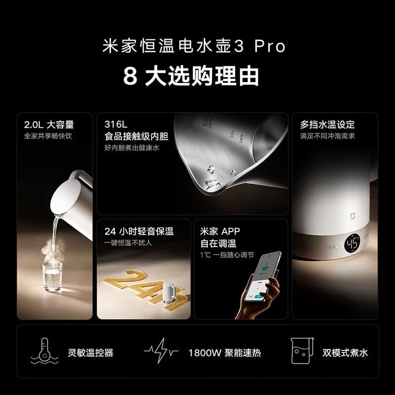 Mijia Thermostatic Electric Kettle 3 Pro Features